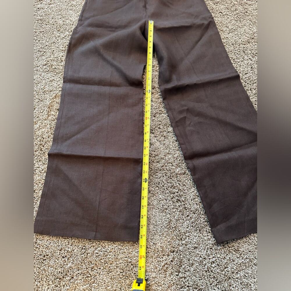 Talbots Brown Women’s 14 Heritage wide leg Pure Irish Linen pant ☘️ 👖 NWT - Picture 4 of 15